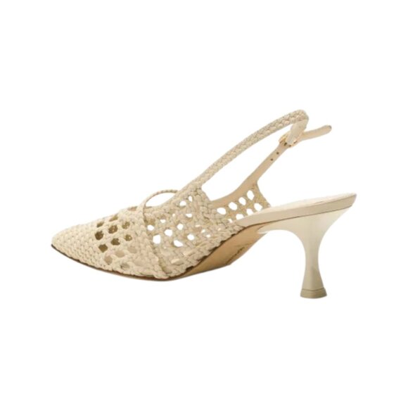 LARROUDE Ivory Handmade In Brazil Leather Ines Macrame Pumps - Picture 2 of 3